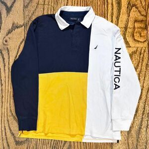 Vintage Nautica Color Block Rugby Polo Shirt